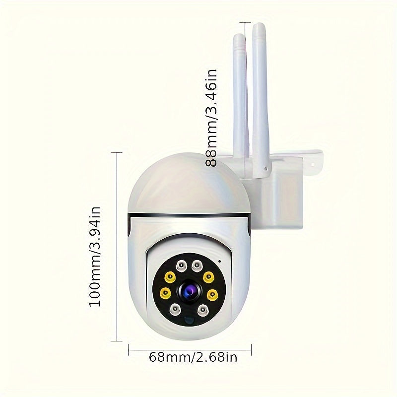 Motion tracking HD WiFi security camera featuring full-color night vision and two-way audio. USB powered and compatible with smartphones.