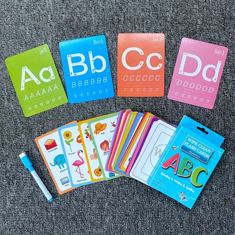 Early Learning Flash Cards for Kids with Erasable Features - Teaches Numbers, Letters, and English Addition/Subtraction Skills