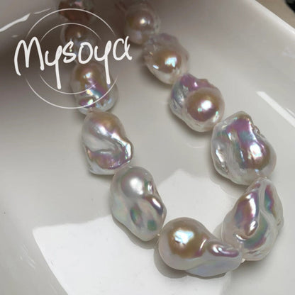 The MYSOYA Elegant Large White Baroque Pearl Necklace, featuring pearls measuring 14-16mm, comes in a beautiful gift box. Ideal for everyday wear or special occasions such as parties, birthdays, anniversaries, weddings, Thanksgiving, Christmas, New Year