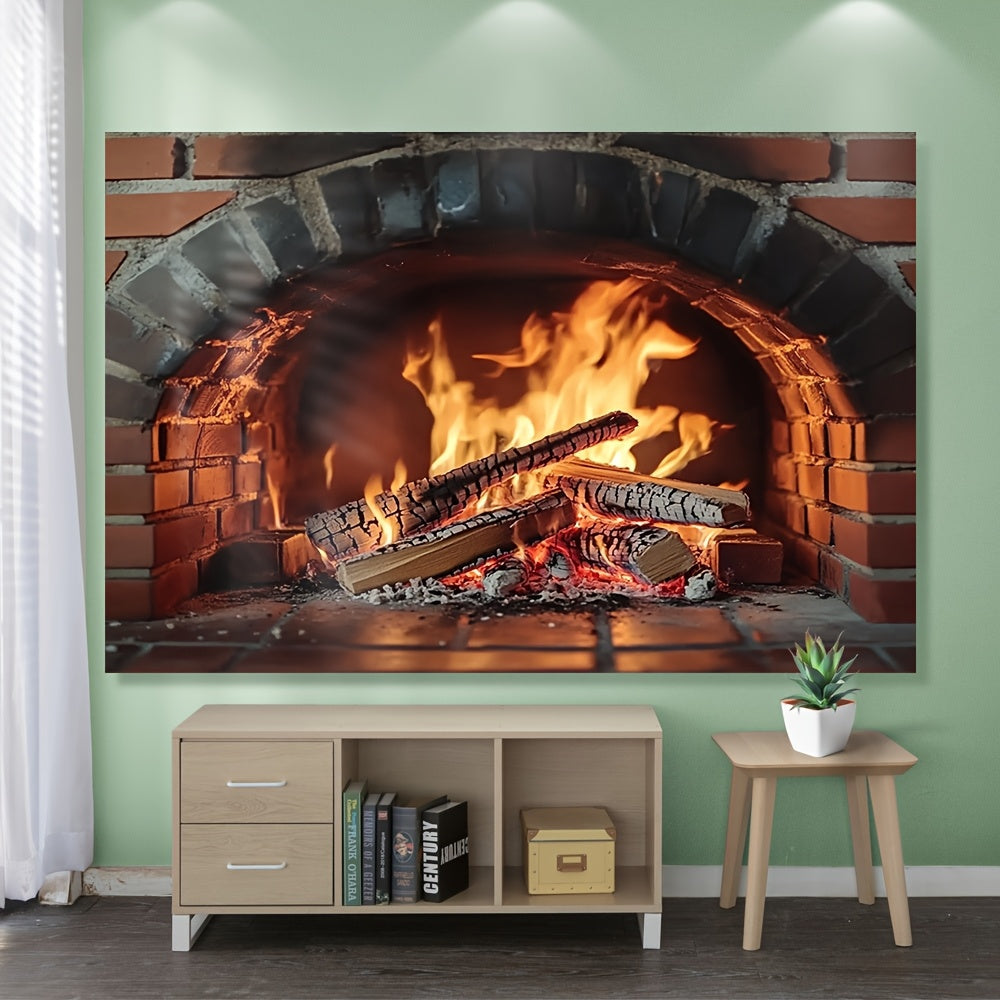 1 piece of versatile polyester fireplace backdrop that does not require electricity. Perfect for all seasons, holiday decor, photoshoots, and events.