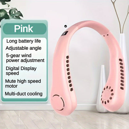 The Portable Neck Fan is a versatile USB charging fan that provides cooling wherever you go. With 5 adjustable speeds and a digital display, this bladeless neck fan is perfect for staying cool on the go. It is a great gift for birthdays or Christmas, and