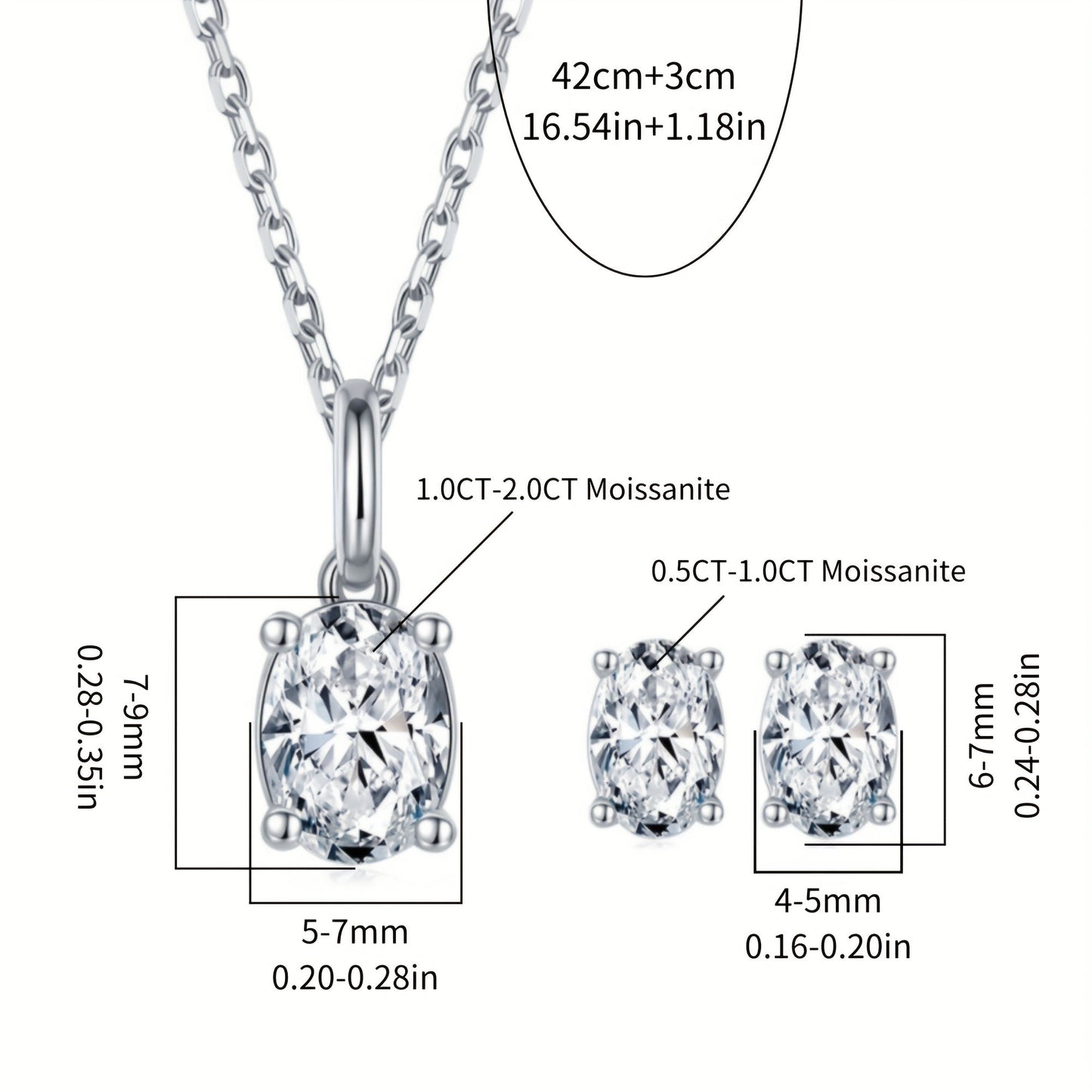 Set of 3 Elegant S925 Sterling Silver Moissanite Jewelry Pieces, Featuring Blingbling Party Style. Hypoallergenic and Includes 2CT+1CT Stones. Comes in a Gift Box, Ideal for Weddings, Anniversaries, Thanksgiving, and Year-Round Wear.