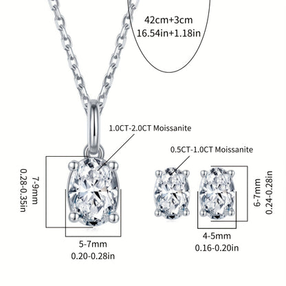 Set of 3 Elegant S925 Sterling Silver Moissanite Jewelry Pieces, Featuring Blingbling Party Style. Hypoallergenic and Includes 2CT+1CT Stones. Comes in a Gift Box, Ideal for Weddings, Anniversaries, Thanksgiving, and Year-Round Wear.