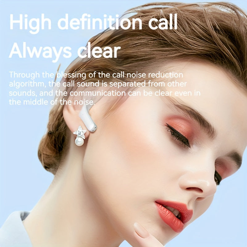 Wireless earbuds with mini design, long battery life, dual stereo sound, touch control, crystal microphone, Type-C charging port, and universal phone control. Suitable for adults for