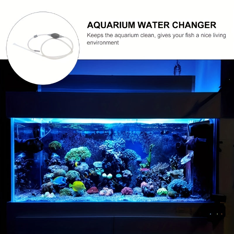 Aquarium water changer and sand washer for easy fish tank maintenance with suction pipe and thickened airbag.