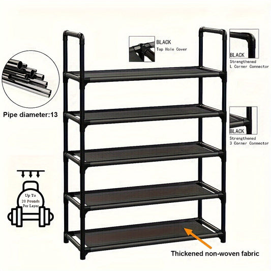 Metal pipes are included in this 2-5 tier space-saving underbed shoe rack, perfect for organizing shoes in your bedroom or hallway.