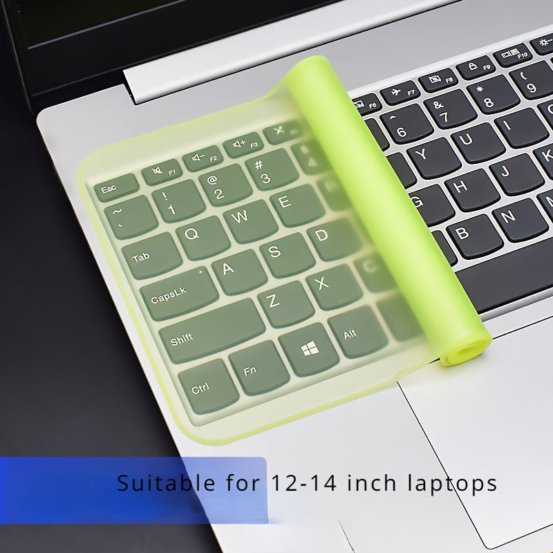 Waterproof and dustproof silicone keyboard protector for 30.48-35.56 cm laptops, easy to clean and durable.