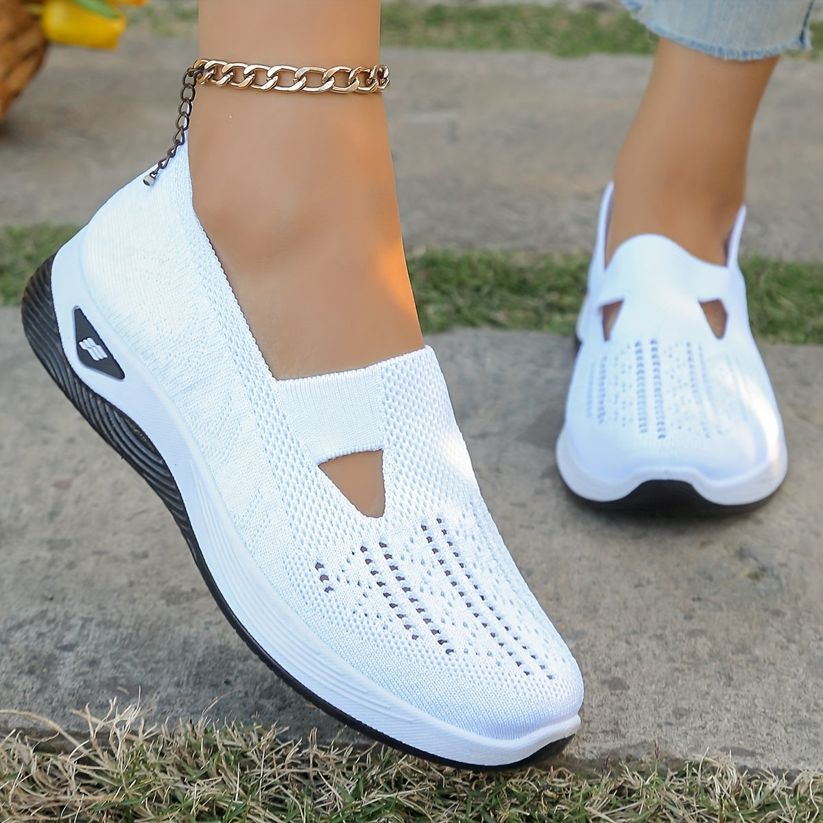 Women's lightweight slip-on running sneakers with breathable fabric and rubber sole for year-round comfort.