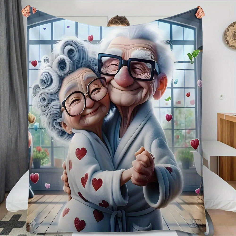 Stay warm and cozy with our 1 piece Elderly Dancing Grandparents designed Flannel Fleece Blanket, perfect for all seasons. This soft and hypoallergenic throw is ideal for home, office, bed, camping, or travel. Made from 100% polyester, it is machine