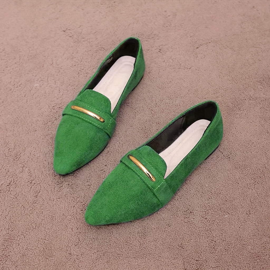 Lightweight Solid Color Flats, Elegant Slip-On Loafers for Women