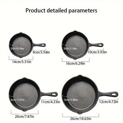 [Yuqori baholangan] Ko'p maqsadli quyma temir qozon, gaz yoki induksion plitalarda steak va tuxum tayyorlash uchun mukammal, ochiq havoda lagerda va sayohat uchun ideal - 12.7 sm, 15.24 sm va 17.78 sm variantlarida taklif etiladi.