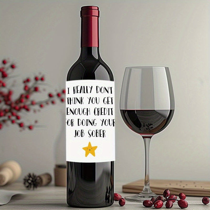 2 festive wine labels for boss appreciation, 10x12.7cm, paper material, suitable for all genders, ideal for holiday gifting.