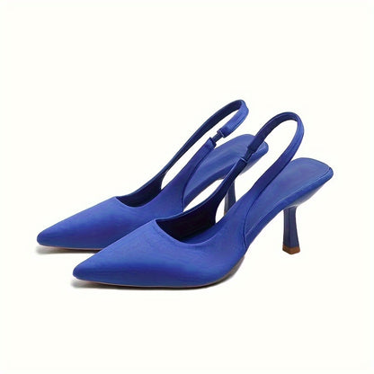 Solid color stiletto heels for women with elegant point toe and slingback design.