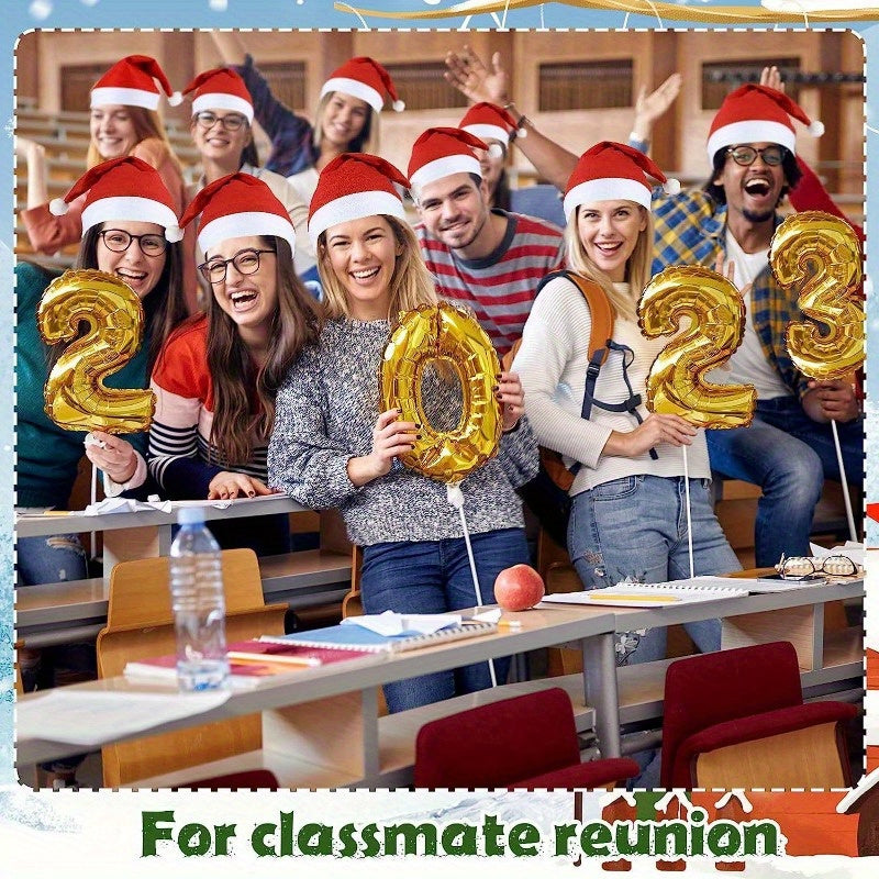 Choose from sets of 10, 12, 20, or 24 adult-sized Christmas Santa Hats made from durable Dacron and Spandex materials. These festive hats are perfect for Christmas and New Year parties, and make great holiday decorations for your headwear collection.