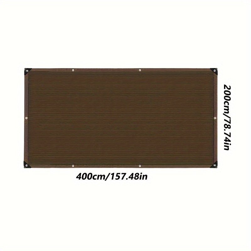 Brown privacy screen for outdoor use, providing breathability and windproof sunshade.