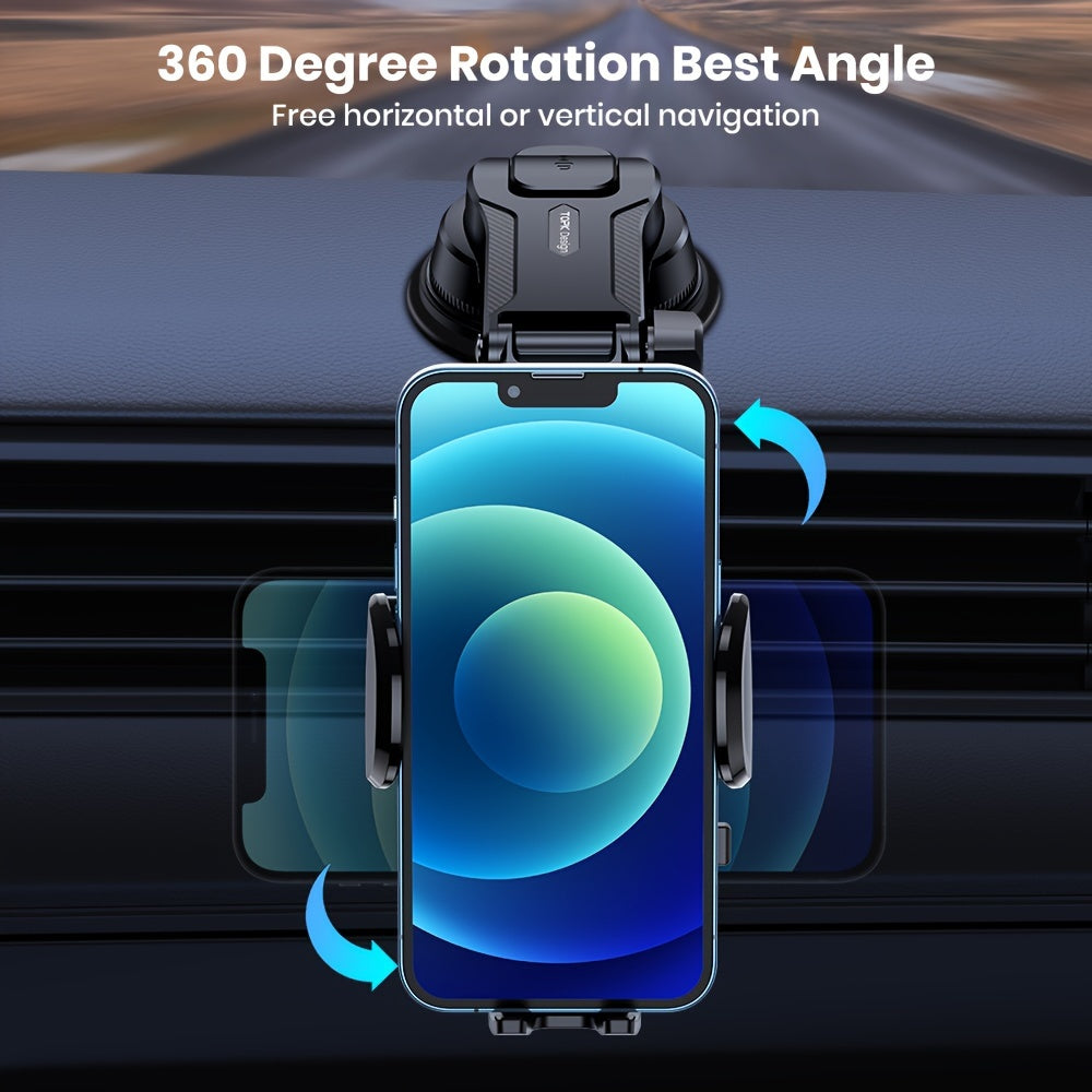 Upgraded car phone holder for dashboard, compatible with iPhone, Samsung, and Android.