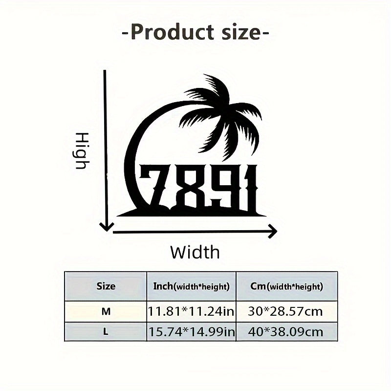 Personalized Tropical Palm Tree Metal Door Sign - Custom Beach-Themed Address Plaque for Durable Home Decor, Suitable for Ages 14 and Up