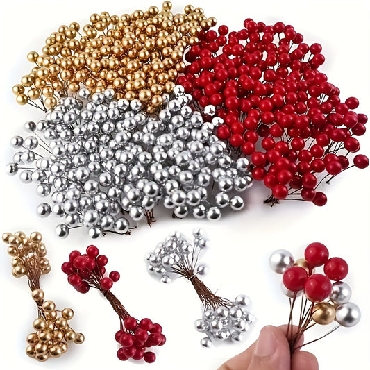 100 pieces of artificial berries mix in classic style, perfect for holiday decorating. Ideal for Christmas, Easter, Thanksgiving, and New Year. Great for seasonal crafting and wreath making, non-electric and featherless decorative fruit.