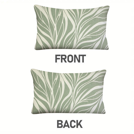 Set of 2 Green Plant Design Pillow Covers in Size 50.8x30.48cm - Suitable for Both Indoor and Outdoor Decor, Featuring Zip Closure for Easy Use, Can Be Machine Washed, Adds a Modern Touch to Your Home or Outdoor Space