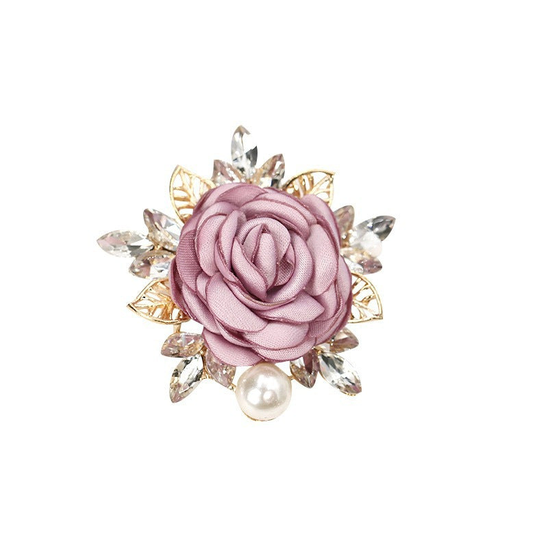 Stylish Fabric Flower Brooch Pins with Delicate Pearl Details - Unique Floral Lapel Pins for Men and Women - Perfect Wedding Party Accessory