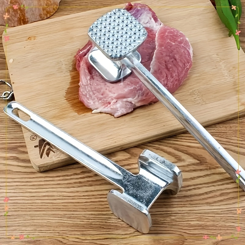 Stainless steel meat tenderizer hammer for home use.