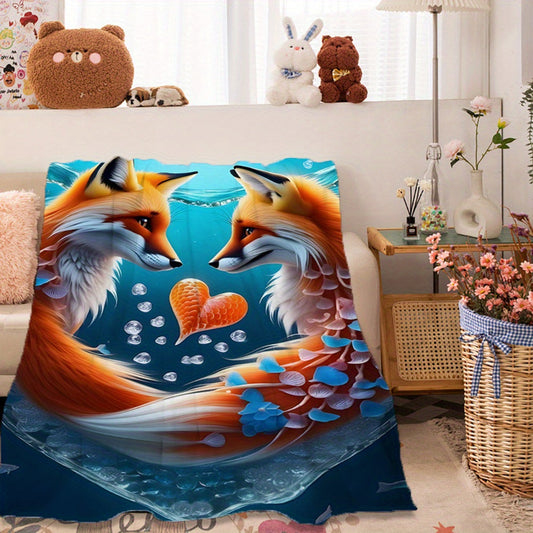 Our versatile Love Fox Print Soft Throw Blanket is the perfect all-season gift. Featuring a contemporary style and made from cozy polyester flannel, this blanket is adorned with a digital print of foxes. It is machine washable and has a fabric weight of