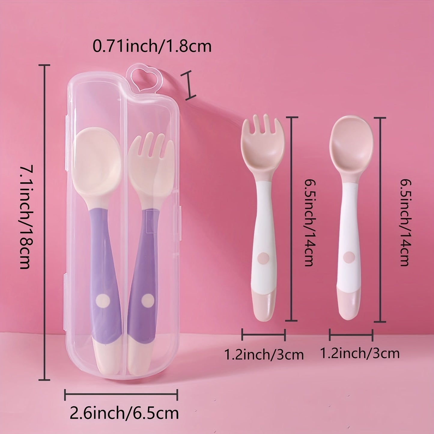 Children's Feeding Set - BPA-Free Spoon and Fork with Travel Case, Self-Feeding Training Utensils for Kids