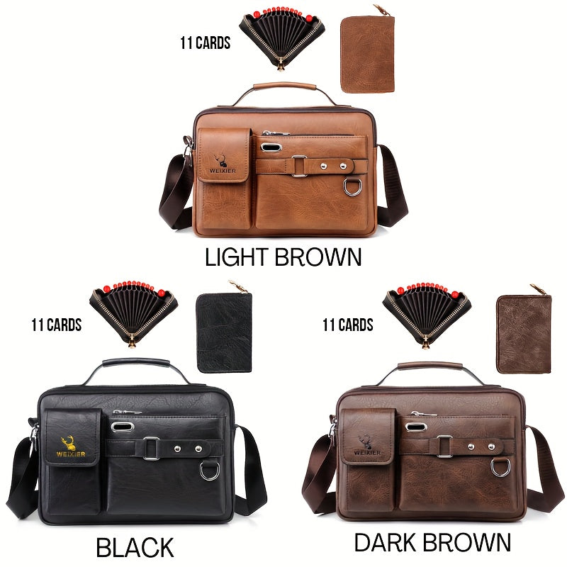 WEIXIER shoulder bag set includes satchel, casual bag, card holder wallet with multi-card slots.