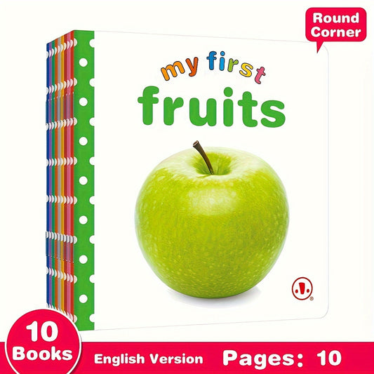 1 set of 10 children's books for learning object recognition in English featuring apple covers