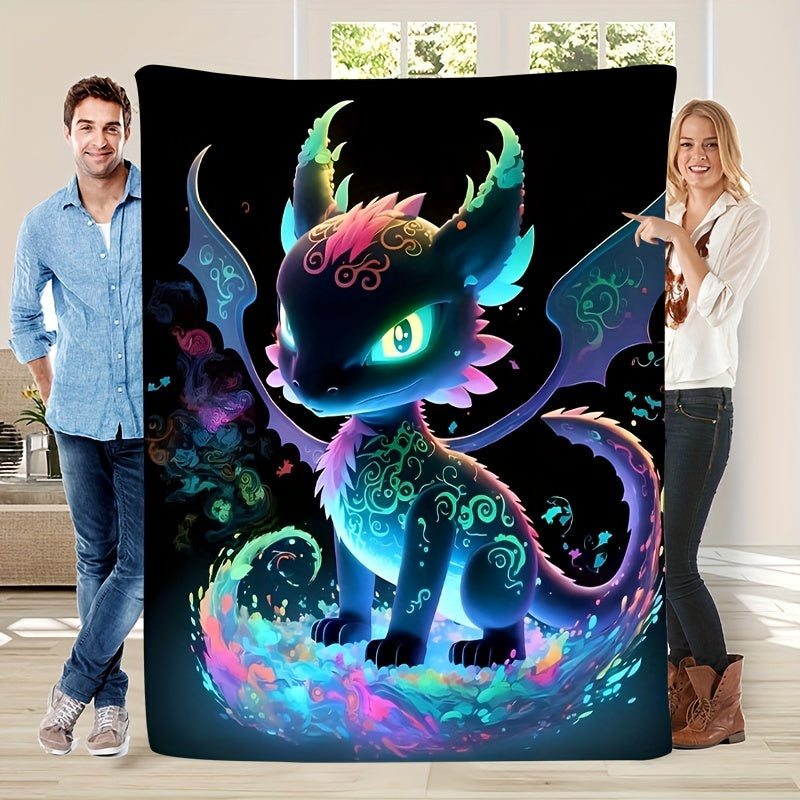 Get cozy with this Luminous Dragon Print Blanket, perfect for all seasons. Made of soft and warm flannel Mao, it is suitable for use on the sofa, bed, while traveling, or in the office. An ideal gift for family members.