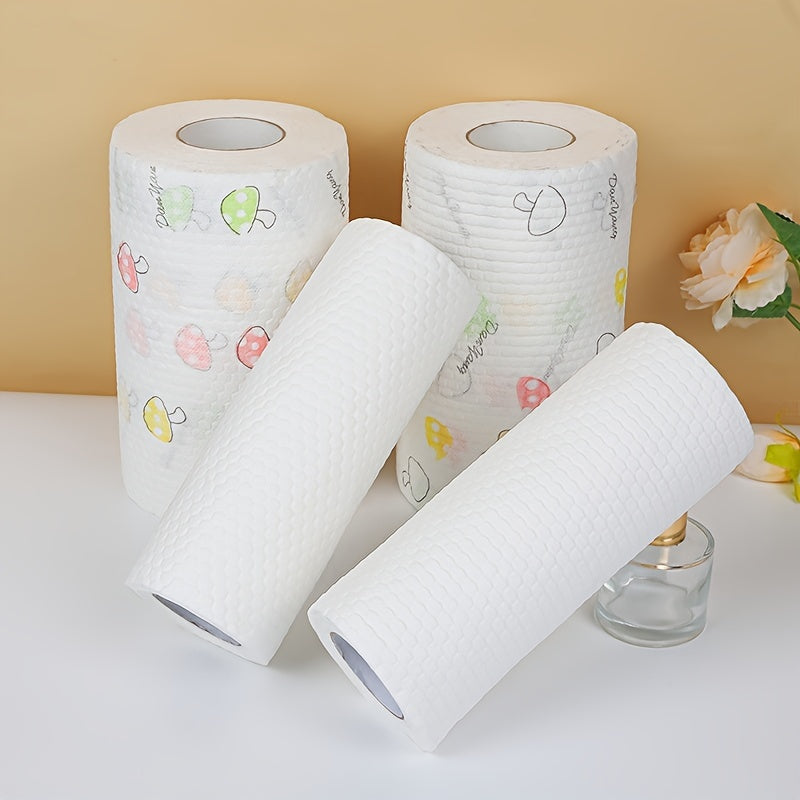 Washable reusable disposable kitchen towels set of 200. Oil-free and suitable for wet and dry use. Ideal for home cleaning with random designs, 200 sheets per roll.