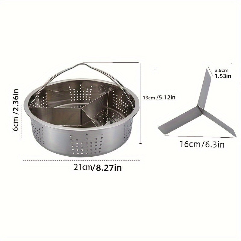 Надежная паровая корзина из нержавеющей стали с разделителем для скороварки - универсальный набор паровых решеток, 304 пищевая степень, совместимый с различными кастрюлями и сковородами