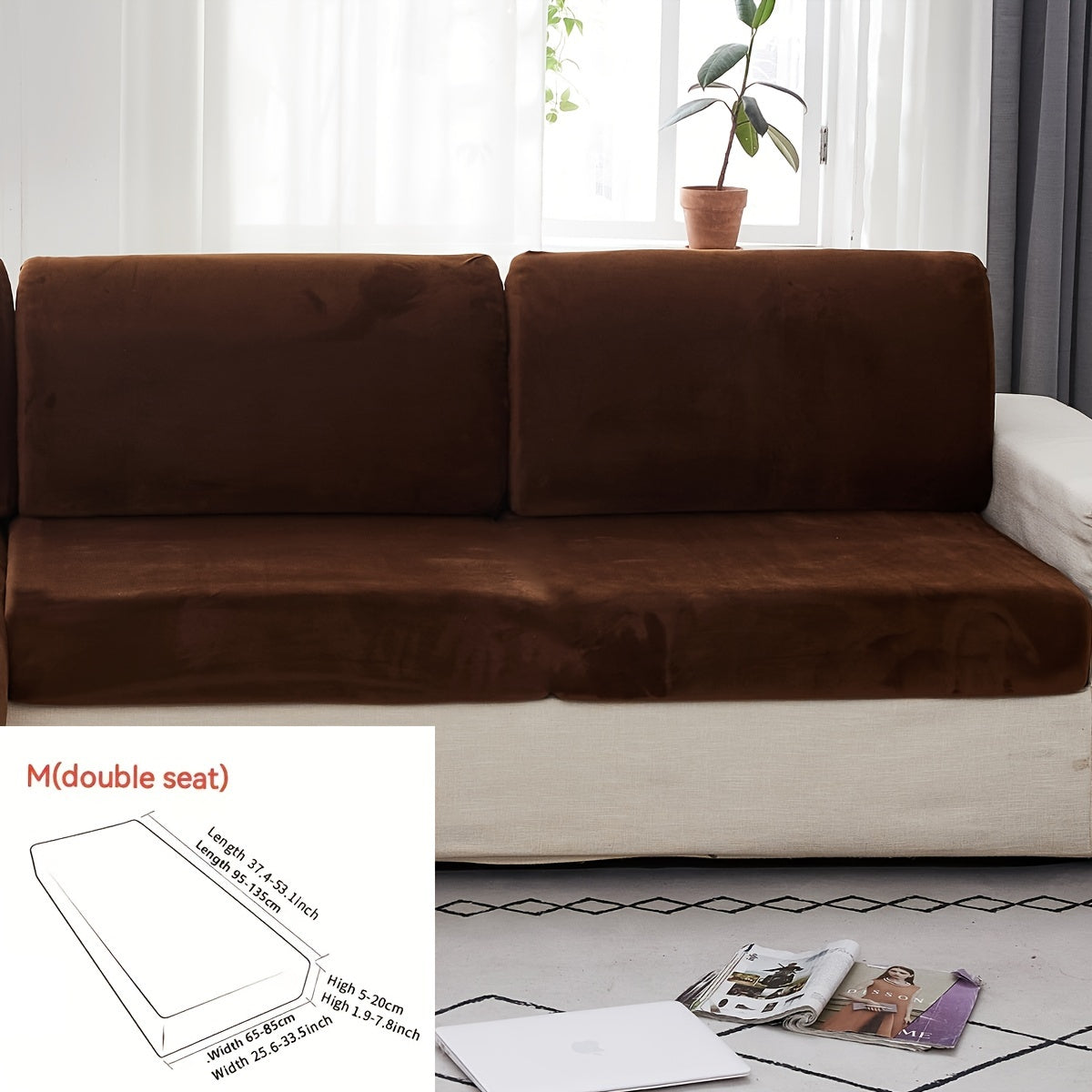 Golden Velvet Sofa Cover provides winter warmth and dustproof furniture protection. Easy to clean with elastic fabric, it offers full coverage and universal anti-slip design. Also serves as an anti-cat scratch back cover, cloth cushion cover suitable for