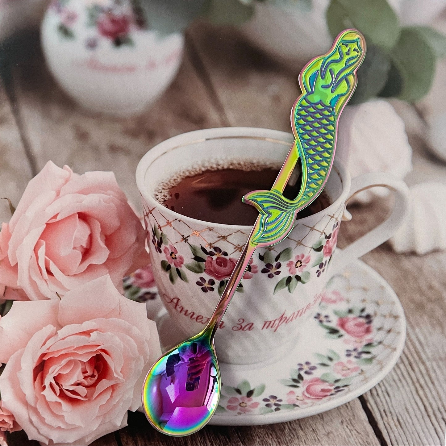 Mermaid Shaped Coffee Spoon made of 304 Stainless Steel, Perfect for Coffee Shops, Christmas, Thanksgiving, Weddings, and Housewarmings. Ideal Gift and Kitchen Decor with Mirror Finish, Dishwasher Safe.