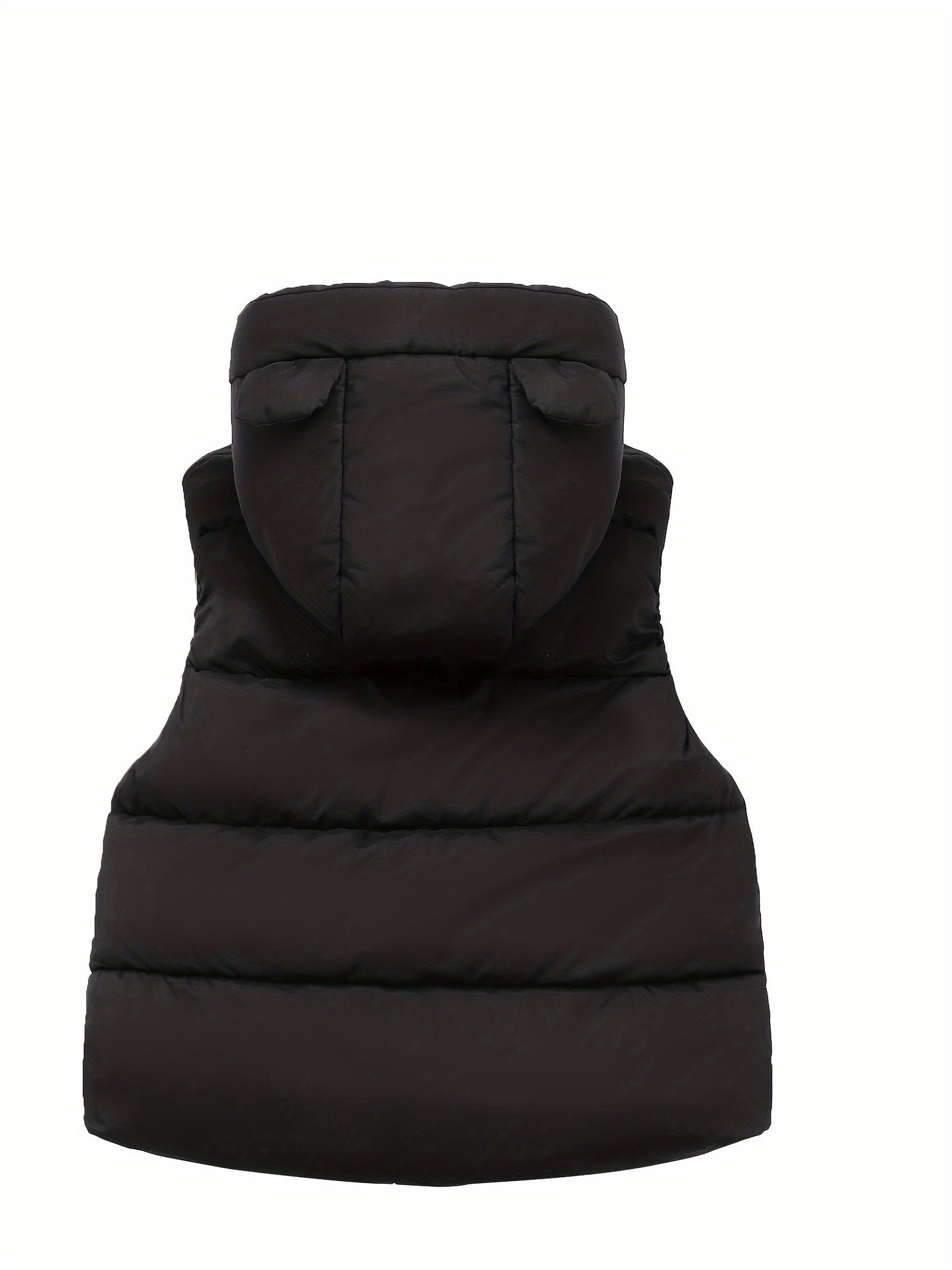 Cozy boys' winter vest in brown, sleeveless with zipper pockets, machine washable, ideal for cold weather.