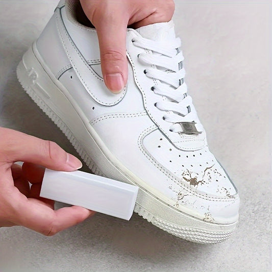 Magic Shoe Eraser cleans and brightens without water, perfect for faux leather and sneakers. Great for boots and clothing.