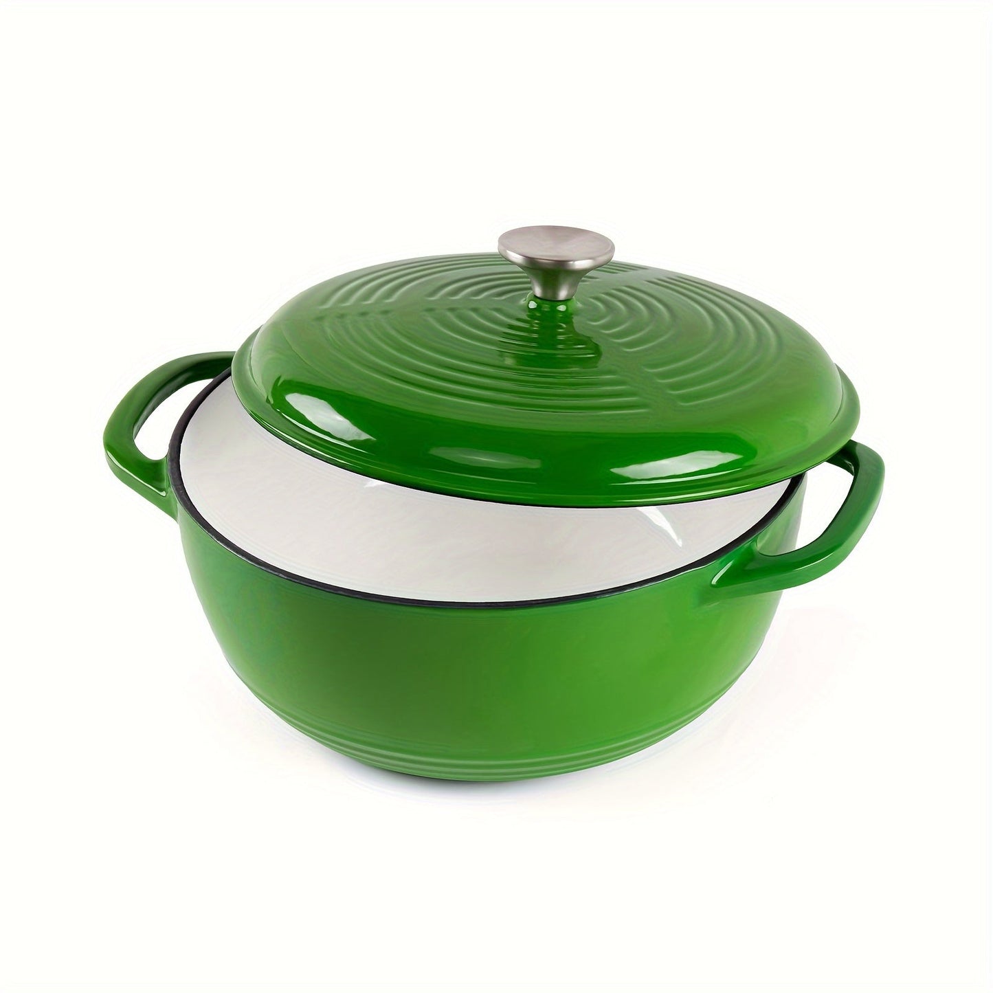 Doira naqshli quyma temir emal idish, 1 dona, 23 sm, 3.5L, 3.7QT, qoplamasiz, pechda foydalanish uchun ko'p funksiyali, makaron, steak sousi, jo'xori va ramen uchun ideal G'arb taomlarida.