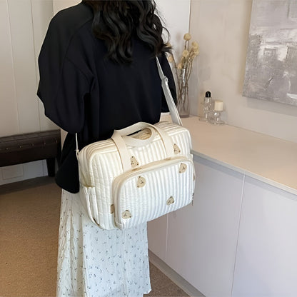 Premium Korean zipper embroidery storage backpack for mothers and infants with a stroller hanging bag.