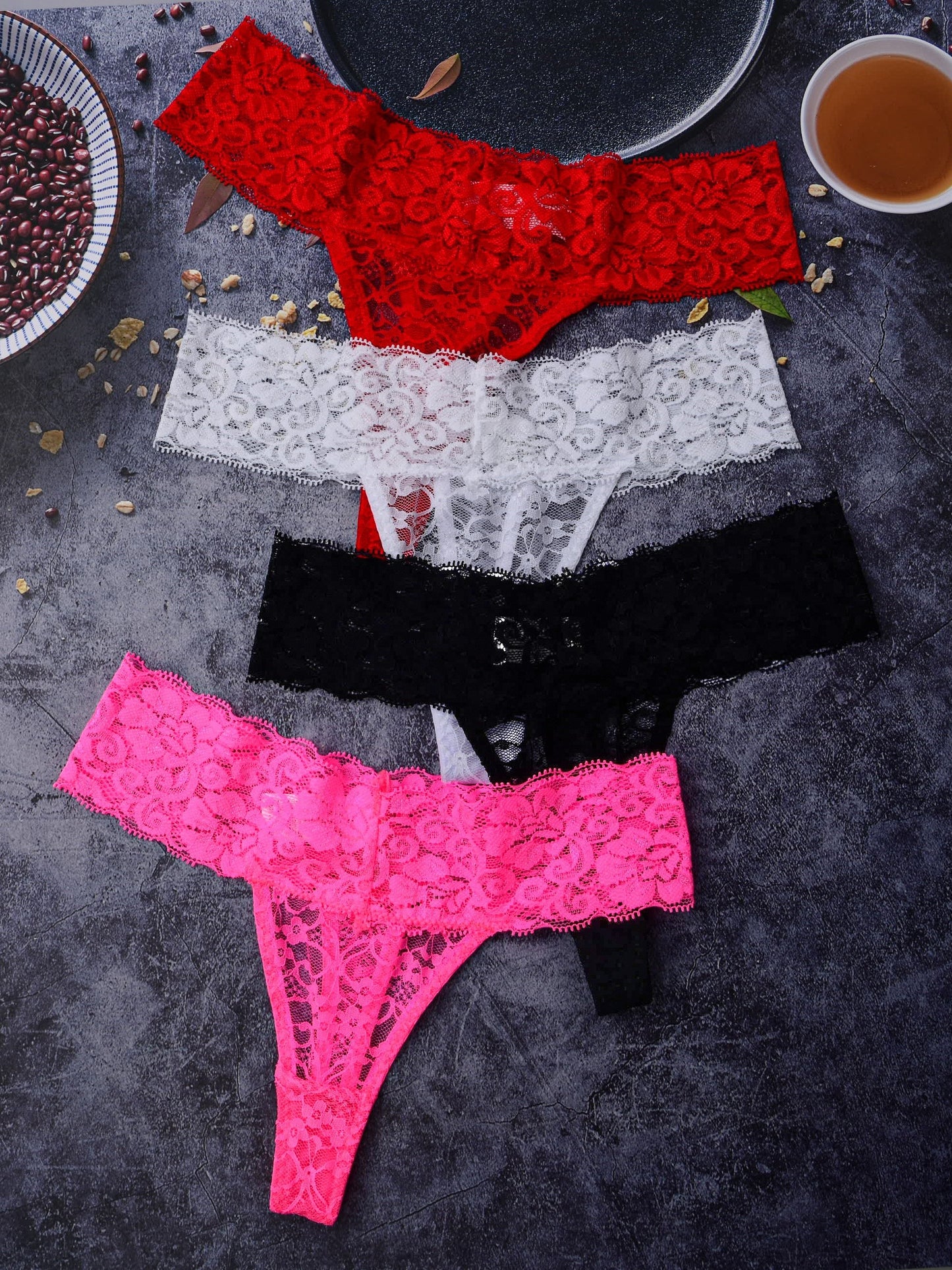 4pcs Sexy lace G-string underwear lingerie.