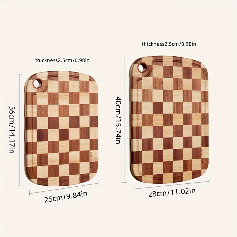 Checkered Pattern Walnut Wood Cutting Board - Versatile Chopping Block for Meat, Cheese, Bread, Veggies, and Fruits - Great for Home and Dorm Cooking, Essential Kitchen Tool, Ideal Holiday/Winter Present, Solid Wooden Chopping Block, Cold-Resistant