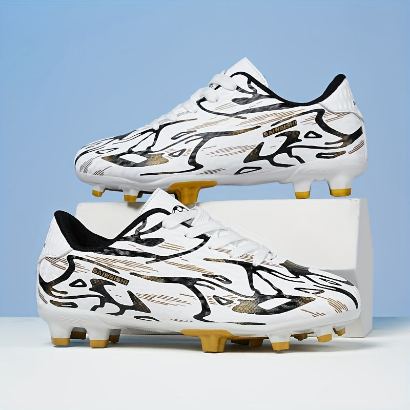 Men's professional outdoor FG soccer cleats with anti-skid traction and breathable lace-up design.