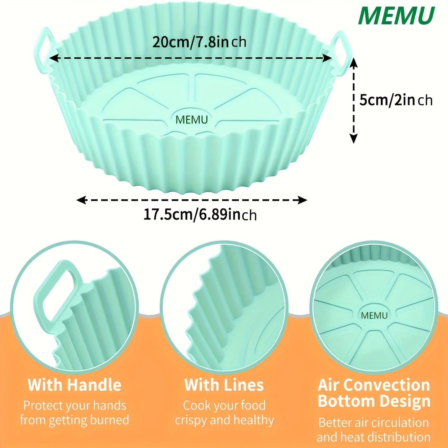 A pair of round silicone air fryer mats that are reusable, dishwasher safe, and can also be used as baking trays. These versatile mats are a must-have kitchen accessory for any home chef.