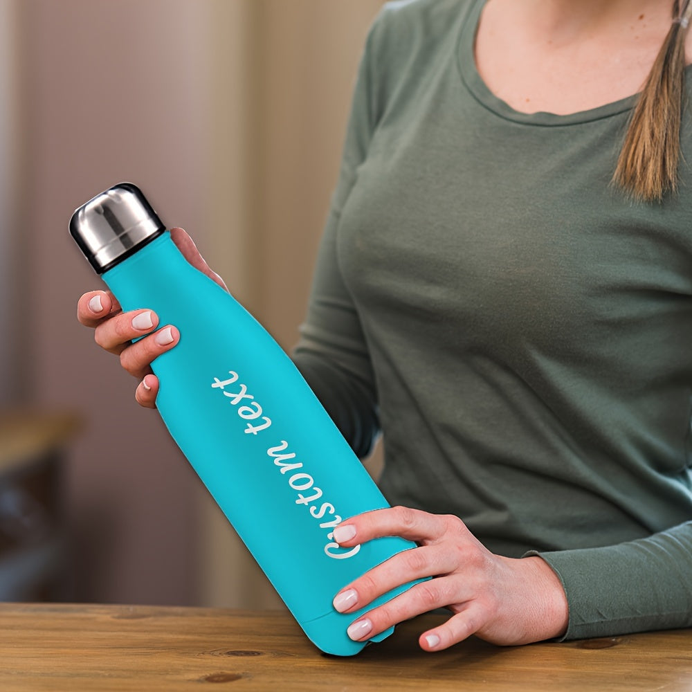 Customized 500ml stainless steel water bottle with leak proof and BPA-free design is perfect for on-the-go hydration. Hand wash recommended.