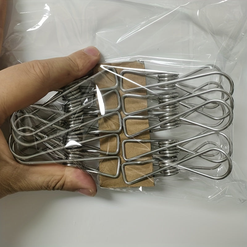 10pcs Large and 20pcs Medium and Small Stainless Steel Wire Clips, Durable and Multi-functional Metal Clips for Clothes, Laundry, and Outdoor Use. Perfect for Hanging Clothes, Snack Bags, and More.