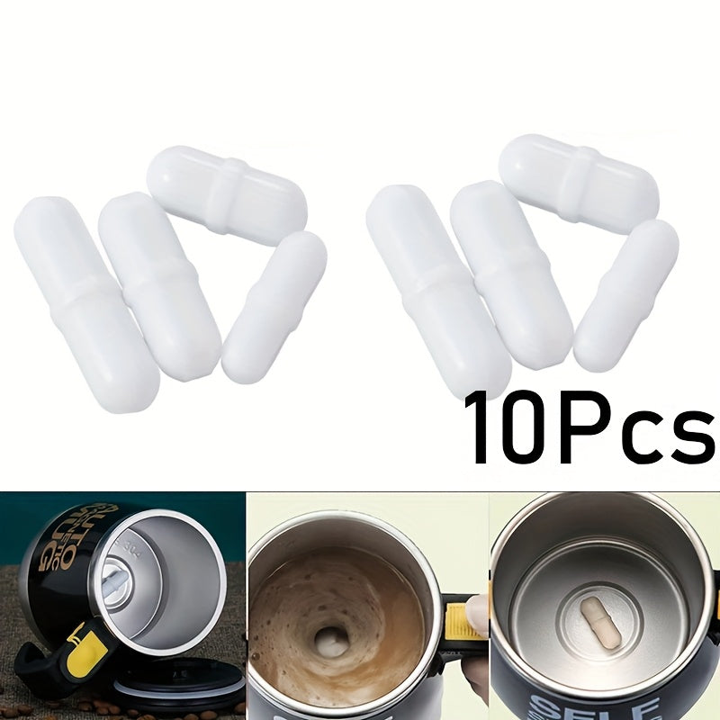 These self-stirring White PTFE Magnetic Stir Bars are perfect for automatically mixing liquids in mugs and thermal cups. They are resistant to corrosion and high temperatures, making them ideal for both laboratory and food applications. Use them with a