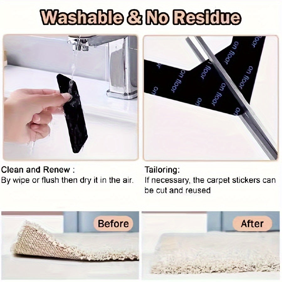 Essential Home Decor Item: Washable, Double-Sided Adhesive Tape for Office, Bedroom, and Indoor Use - Reusable Non-Slip Carpet Gripper