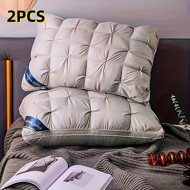 2 luxury hotel quality neck support pillows for deep sleep comfort at home or as a gift.