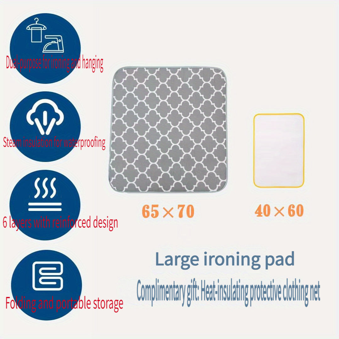 Travel without electricity with this portable Plaid Pattern Foldable Ironing Mat. Made of durable Polycarbonate PC with heat-resistant waterproof insulation, this ironing pad is perfect for on-the-go touch-ups.