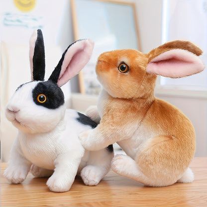 Preppy style plush rabbit toy with soft polyester filling and cover. Dry clean only. Ideal for Easter home decor with animal theme and no printing.