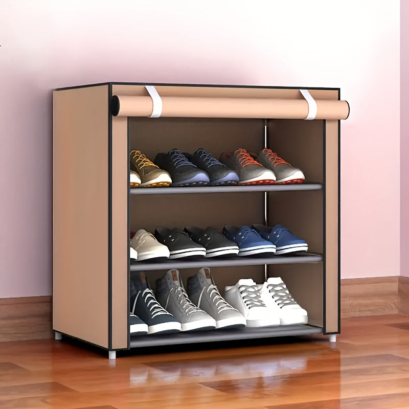 Modern Metal Shoe Organizer Cabinet - 1 Piece, Freestanding Shoe Rack for Entryways, Multi-Tier Storage for Any Room, Floor Mount Design - No Need for Electricity